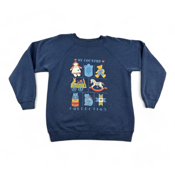 Vintage Country Collection Sweater Adult MEDIUM Blue 80s Americana Nostalgia - Picture 1 of 4